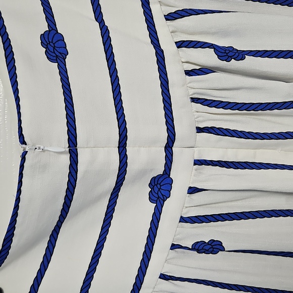 ANTONIO MELANI A-Line Flowy Maxi Skirt: White W/Blue Rope/knots: Size- 14 - Picture 8 of 16